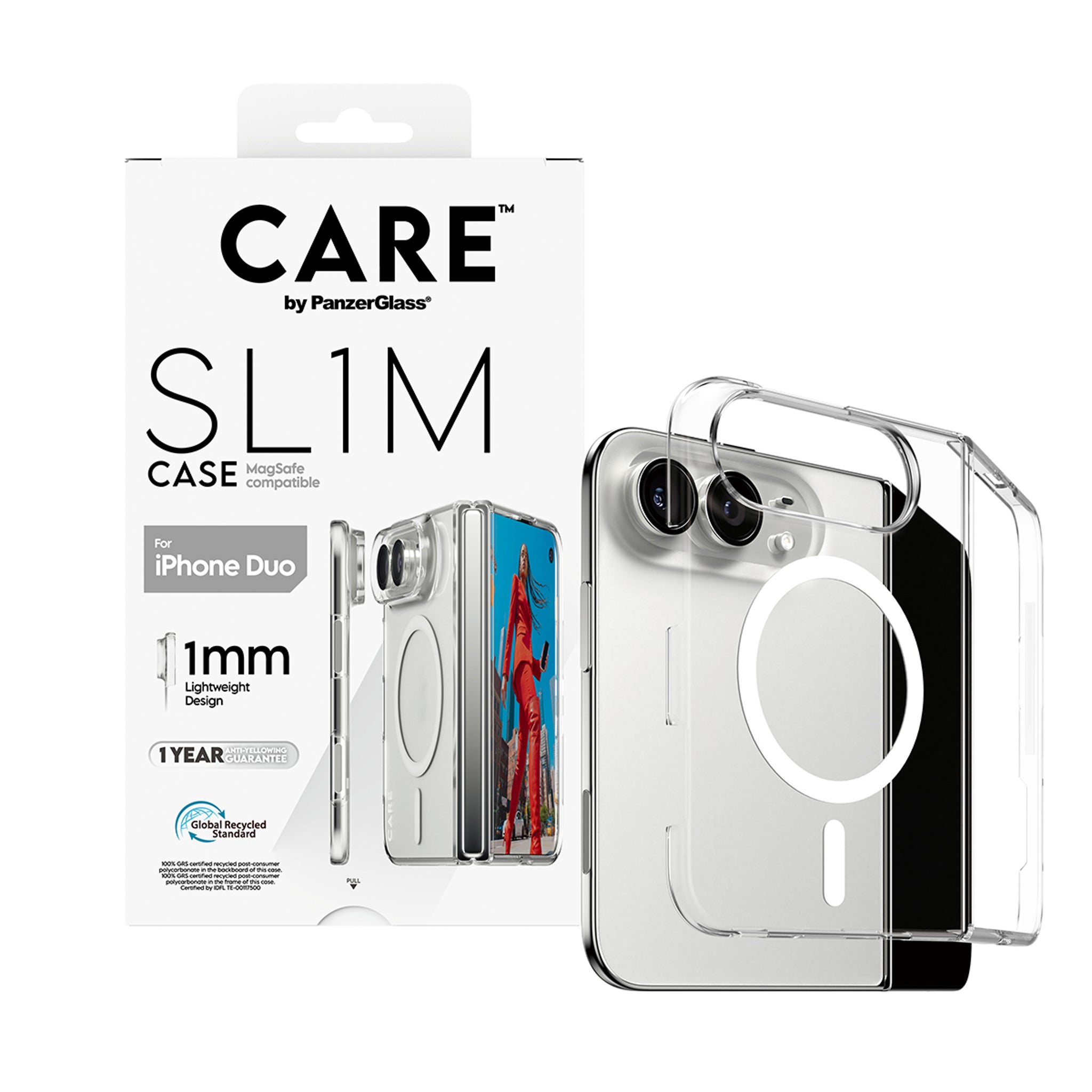 CARE™ by PanzerGlass® SL1M Case Transparent m. Weiss MagSafe iPhone Duo